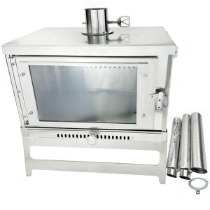 solotour【二次燃焼】ガラス薪ストーブ組み立てコンパクトスパークアレスターダンパー付煙突*収納バッグ付きサイズ38*25*25