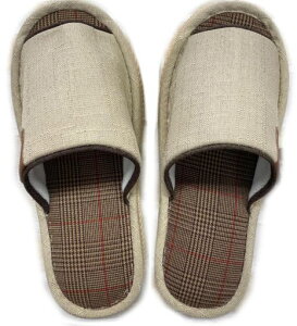 スリッパメンズ大きいLL30cm前開き丈夫外縫いビッグサイズ洗えるおしゃれチェックソールメッシュ静音ソール室内ベージュ