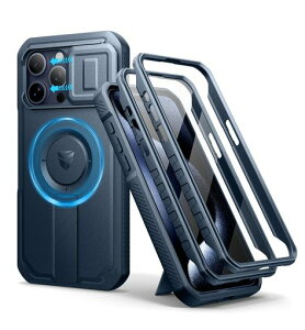 DexnoriPhone15ProMax�p�}�O�l�b�g�P�[�X-�X���C�h���J�����J�o�[&�����\�L�b�N�X�^���h&������ʕی�t�B�����t���ϏՌ��w�r�[�f���[�e�B�P�[�X(�u���[)