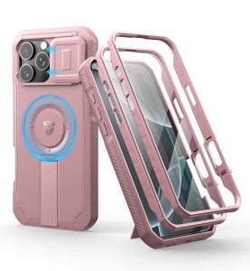 Dexnor iPhone 16 Pro Max�p �}�O�l�b�g�P�[�X - �X���C�h���J�����J�o�[/�����\�L�b�N�X�^���h���� ������ʕی�t�B�����t�� �ϏՌ� ���݌v(�s���N)