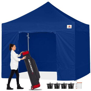 ABCCANOPYタープテント3mx3m2.5mx2.5m横幕4枚(サイドシート3枚ドアシート1枚付き)大型テント6-8人用タープテント日除けタープ遮光遮熱ワンタッチテントてんとテントタープ3段階調節丈夫