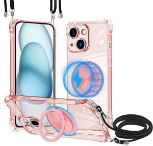 iPhone15plus�P�[�X�N���AMagSafe�Ή�360�x��]�����O�u���P�b�g���C�����X�[�d�\iPhone15plu�Ђ��Ί|���݌v�X�g���b�v���E���߉\�ϏՌ�TPU���ގ��u���P�b�g�T�|�[�g���c��ʎԍڑΉ�