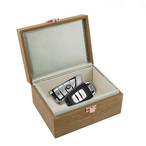 リレーアタック防止用キーケース電波遮断キーケース車盗難防止りれーアタック防止車キーケスリレーアタック防止スマートキー電波遮断耐久3Dカーボン素材日本語説明書付き(ミニ木目調)