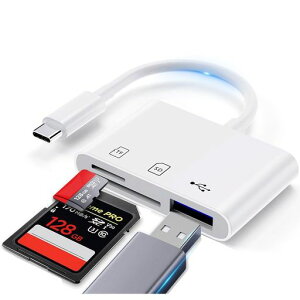 SD�J�[�h���[�_�[�y�ƊE�V��iPhone16�ɑΉ��zType-C�������J�[�h���[�_�[3in1USB/SD/TF�ϊ��A�_�v�^0TG�@�\�ݒ�s�v�ʐ^/�r�f�I�����`���o�����]���J�������[�_�[iPhone15/�^�C�vC