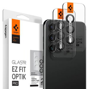 Spigen EZ Fit Optik Pro Galaxy S23 / Galaxy S23 Plus�p �J�����t�B���� �\��t���L�b�g�t�� �M�����N�V�[ S23 / S23 Plus �Ή� �����Y�ی�t�B���� �u���b�N 2�Z�b�g