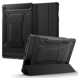Spigen Galaxy Tab S10 Lite Galaxy S9 FE �P�[�X �Ռ��z�� �ϏՌ� �ی�J�o�[ �G�A�E�N�b�V���� �ČRMIL�K�i �X�^���h �����h�~ ���M�b�h�E�A�[�}�[�E�v�� ACS06857 (�u���b�N)