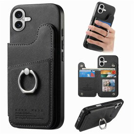 ONETHEFUL対応iPhone17ケース手帳型背面カード収納あいふおん17ケーススタンド機能リング付きいphone17カバー財布型Foriphone17カバーカメラ保護PUレザーRFIDブロッキング