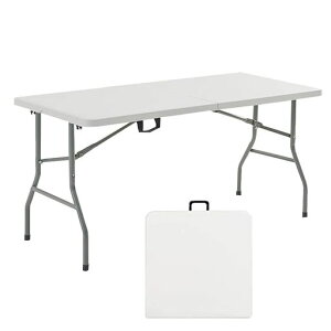 折りたたみテーブルアウトドア作業テーブルダイニングテーブル耐荷重120kg大きい軽量持ち運び室内屋外ピクニックキャンプ(ホワイト-180)