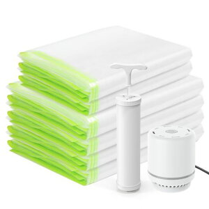 Umimile布団圧縮袋圧縮袋布団6枚組80x60cm4枚/60x40cm2枚ふとん圧縮袋電動ポンプ付き防塵防湿省スペース引越し/衣替え/旅行