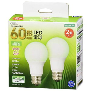 �I�[��(OHM) LED�d�� E26 60�`���� �����F �S���� 2�� �I�[���d�@ LDA7N-G AG52 2P 06-4708