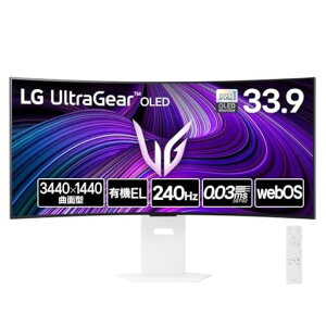 �yVGP 2025 Summer ���܁zLG �Q�[�~���O���j�^�[ UltraGear OLED 34GX90SA-W 33.9�C���` �Ȗ� 800R/3440x1440/240Hz/�L�@EL/0.03ms/webOS/DCI-P3