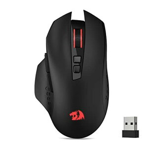 Redragon M656 Gainer �Q�[�~���O�}�E�X ���C�����X 2.4GHz ���� 4000DPI 5�i�K���� 7�v���O�����{�^�� ���b�hLED�o�b�N���C�g ��p�\�t�g�E�F�A�Ή� PC/Mac/�m�[�g�p�\�R���Ή� �u���b�N