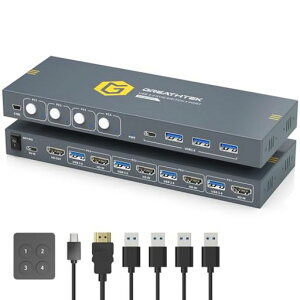 USB3.0 KVM�X�C�b�` HDMI 4����1�o�� 4K@60Hz�Ή� PC�ؑ֊� 4��PC�� �LEDID�Ǘ� �v���O�A���h�v���C �����R���t��