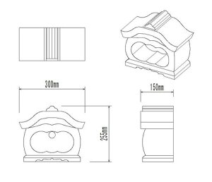 【お墓・香炉】黒御影石宮型香炉・香皿付。古い香炉を手軽に交換。使いやすいサイズを追求しました。標準香皿付き。幅30センチ奥行き15センチ。煙抜き穴付きの本格仕様です。