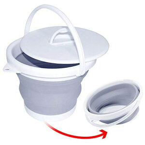 折りたたみバケツふた付き円形スムーズに折りたたみ折りたためるバケツシリコンコンパクト持ち運び便利省スペース洗車サーフィン生理用品*オムツのつけ置き用水汲み生活用品掃除ア…