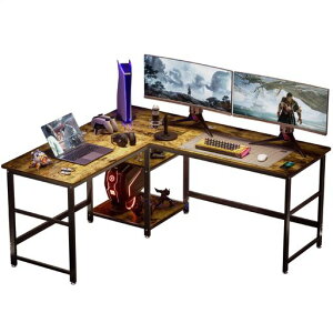 DEWEL �Q�[�~���O�f�X�N �p�\�R���f�X�N ��170+150cmx���s60cm L���f�X�N ���[�I�t�� ��Ɗ� �׋��� �g���ȒP �u���E��