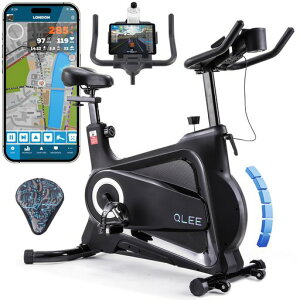 QLEE第7世代フィットネスバイク【ZWIFTアプリ連動】スピンバイクエアロバイク家庭用極静音室内自転車トレーニングレーニングバイクダイエット器具マグネット式組み立て簡単サドルカバ…