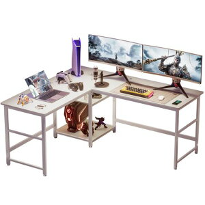 DEWEL �Q�[�~���O�f�X�N �p�\�R���f�X�N ��170+150cmx���s60cm L���f�X�N ���[�I�t�� ��Ɗ� �׋��� �g���ȒP �z���C�g