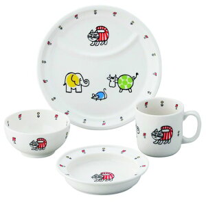 LisaLarson(リサラーソン)子ども食器4点セット(ランチプレートお茶碗マグカッププレート皿)ベビーマイキー柄(化粧箱入)子供用食器LL50-113