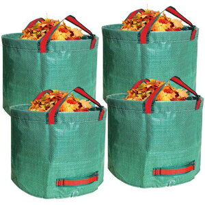 やぬきガーデンバッグ大型4個セットガーデンバケツ大容量272L収穫集草バッグ大型庭用袋折りたたみ再利用可能お庭の清掃ごみ落ち葉の処理用園芸アイスグリーン(4個セット67cmx76x72cm)