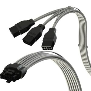 LINKUP - AVA PCIE 5.0 16Pin (12+4) ���d���d���P�[�u�� | 16AWG�A���`�A�͂񂾕t���A�X���[�u�^�C�v | 3x8Pin PCIE 4.0 PSU �p | RTX50�ERTX40�ERTX30 FE GPUs