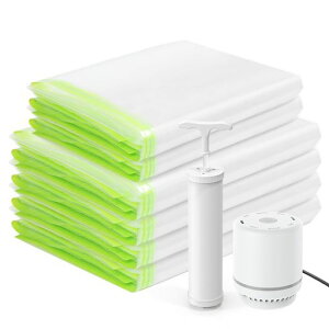 Umimile布団圧縮袋圧縮袋布団6枚組100x80cm4枚/80x60cm2枚ふとん圧縮袋電動ポンプ付き防塵防湿省スペース引越し/衣替え/旅行