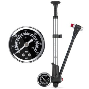 GEWAGE自転車サスペンションポンプ300psi/20barショックポンプゲージ付き米式バルブ対応MTB用シルバー