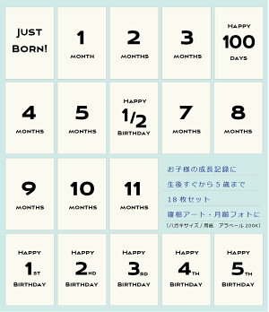 楽天市場 ベビーマンスリーカード 18枚セット 5歳まで Design9 モノクロ 月齢フォト 月齢カード シンプル 成長記録に 記念日 出産祝い 第一子 第二子 双子 ふたご デザイナー制作 はがきサイズ オシャレ 子供 ギフト 赤ちゃん ベビー シンプルなので自分でアレンジ可