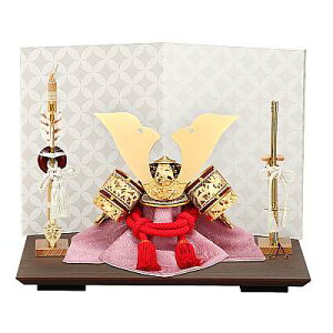 兜飾り 一徳 8号 純金箔押兜 七宝屏風オディール台飾り 竹雀金具 正絹縅 コンパクト おしゃれ 飾り幅37cm 五月人形 かわいい パステル リビング マンション 小さい シンプル 端午の節句 玄関