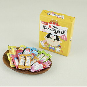 岡山鬼から届いた挑戦状(小) 岡山 お菓子 お取り寄せ ギフト 岡山県 グルメ 岡山土産 桃太郎 犬 きじ さる 鬼 かわいい クレープロールクッキー 一口サイズ プレゼント 岡山県クイズ 6問 ご当