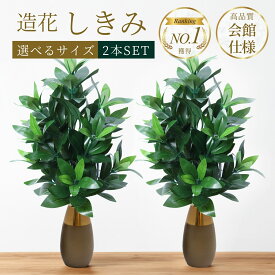 ＼楽天1位 高品質 会館仕様／【日本製 造花しきみ 2本セット】 7サイズ展開 お手入れ簡単 美しい艶 リアルな質感 葉折れを防ぐ専用箱入り 日本で組立 長持ち ワイヤ枝で成形可 お墓参り 樒 しきび シキビ