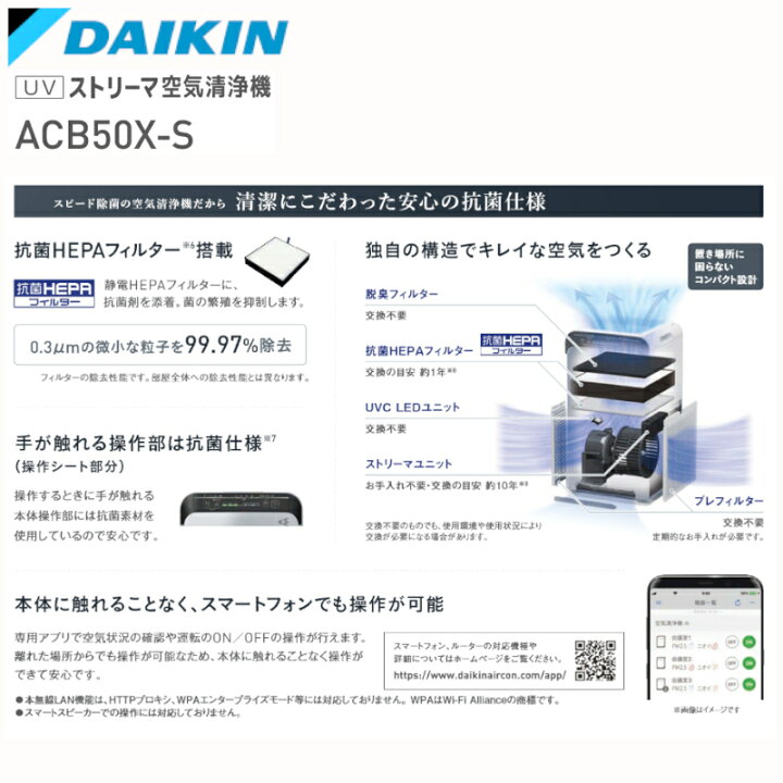 楽天市場】【9月中ポイント10倍キャンペーン!(要エントリー)】ACB50X-S UVストリーマ空気清浄機 シルバー ダイキン 【家庭用 光触媒 ウイルス対策 花粉 オフィス 会議室】 : 無線機の田中電気 楽天市場】【9月中ポイント10倍キャンペーン!(要エントリー)】ACB50X-S UVストリーマ空気清浄機 シルバー ダイキン 【家庭用 光触媒 ウイルス対策 花粉 オフィス 会議室】 : 無線機の田中電気
