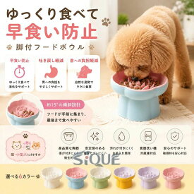 早食い防止 食器 犬 猫 早食い防止 はやぐい防止皿 小型犬 陶器 脚付フードボウル 高さ 15度の傾斜 吐き戻し軽減 肥満予防 首 負担軽減