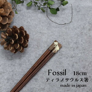 Fossil ティラノサウルス箸 18.0cm 1膳【Fossil 恐竜 日本製 18.0cm こども箸 子供箸 給食 すべり止め つまみやすい 使いやすい 練習 シンプル 骨格 骨柄 ダイナソー 古代 ゆうパケット対応 メール便