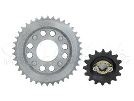 ダックス・シャリー用　7mmオフセットスプロケット前後セット　16×38T≪田中商会★モンキー≫【レターパックプラス代引不可】