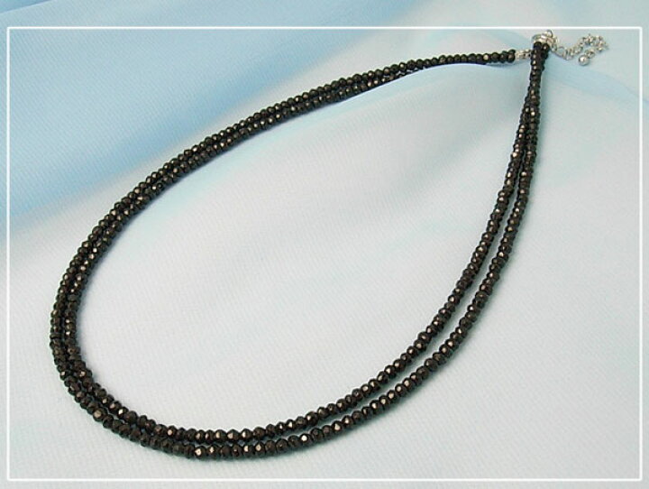 楽天市場】2連ブラックスピネルネックレス 約3mm 全長40cm 