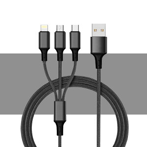 3in1 P[u iPhone Android micro USB Type-C 3A 1.2m }[d P[u USBP[u ϋv iC [d hV̓