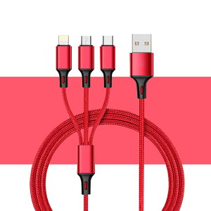 3in1 P[u iPhone Android micro USB Type-C 3A 1.2m }[d P[u USBP[u ϋv iC [d hV̓