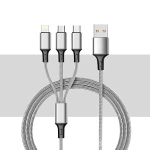 3in1 P[u iPhone Android micro USB Type-C 3A 1.2m }[d P[u USBP[u ϋv iC [d hV̓