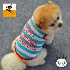 犬服 ドッグウェア 犬用ウェア 犬用シャツ タンクトップ 袖なし ノースリーブ ボーダー柄 ロゴプリント 洋服 ペット用 超小型犬用 小型犬用 中型犬