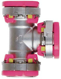 東尾メック《KKT40X25》 : 薄肉管SU継手 KKベスト 赤ロックリング付 チーズ 異径 40SU x 25SU∴ステンレス 拡管 継手 給水 給湯 冷温水 配管 接手