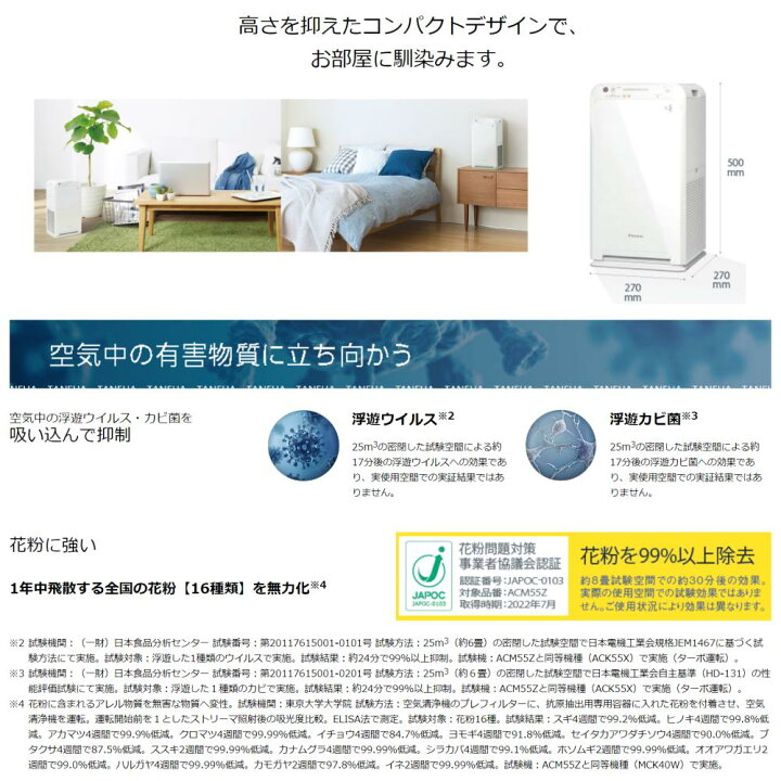 楽天市場】【】◎ﾀﾞｲｷﾝ ACM55Z-W ﾎﾜｲﾄ 空清25畳・ 単100V : 空気清浄器 