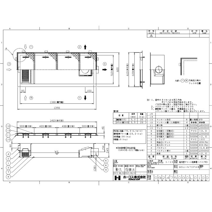 楽天市場】ﾎｰｺｽ GSU-N 70PA2 + 鉄蓋 無荷重 T-0 (別枠式) : SUSｸﾞﾘ 