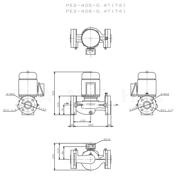 超大特価 水処理用品ドットコム川本ポンプ Pラインポンプ 2極 PE 2 形 60Hz PE2-406-0.4S gofukuyasan.com