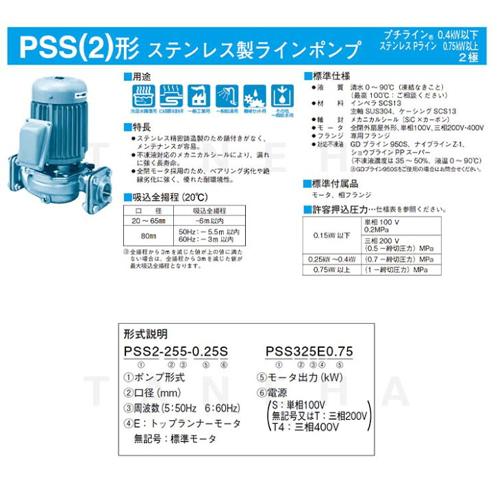 定番の人気シリーズPOINT(ポイント)入荷 川本製作所 Pラインポンプ PSS2-325-0.4T 50Hz 3相 新品 ...