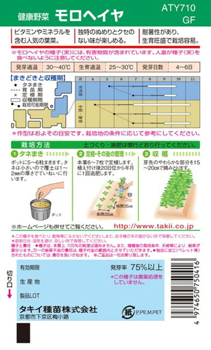 楽天市場 モロヘイヤ 種 モロヘイヤ Aty710 タキイ種苗 1dl 種兵ネットショッピング
