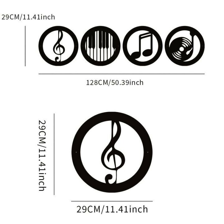 楽天市場】ウォール アート 音符 音楽 モチーフ 4個 セット おしゃれ 