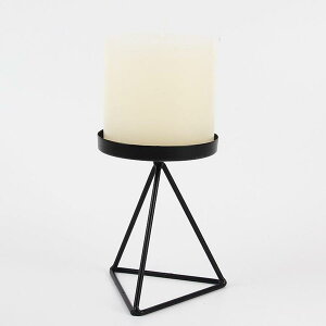 鉄の幾何学的なキャンドルホルダースタンド燭台バスルームの装飾ブラックS