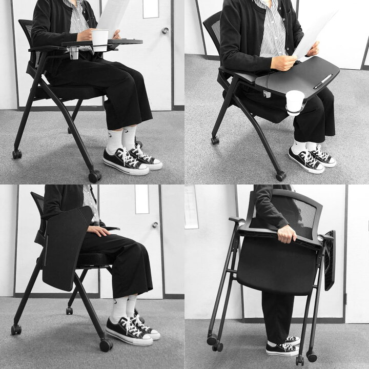 楽天市場】折りたたみ椅子 テーブル キャスター付き 完成品 セット 