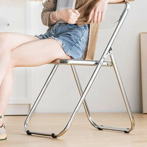クリアチェア 折り畳み椅子 透明 軽量 スタッキングリビングチェア 背付き コンパクト収納 滑り止めゴム付き 会議用オフィスチェア 室内用 44*53*80cm 座面高さ45cm カラーバリエーション